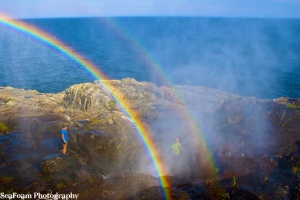 A hiker takes a Spout shower. Double Rainbow all the way!  